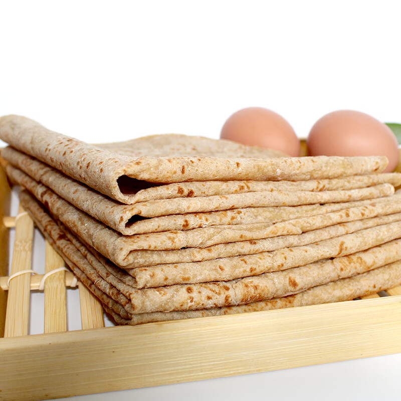 虎钢馋全麦饼皮卷饼手工杂粮薄饼皮主食健身早餐 全麦卷饼  40张)