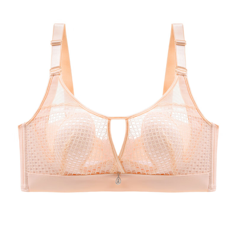 大胸显小内衣女无钢圈薄款聚拢大码薄收副乳调整型性感文胸套装 肤色