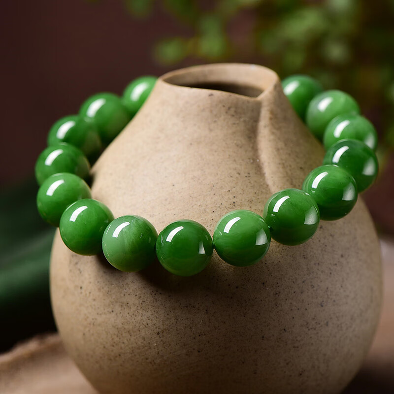 紫川和田玉碧玉苹果绿手链女款小单珠单圈手串吉祥物礼物母亲节520