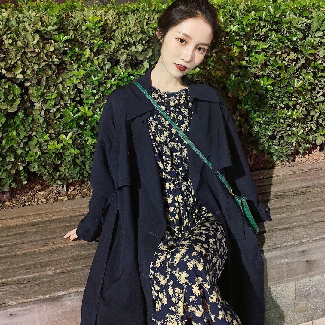 象裁高端卫衣女小个子风衣中长款套装女秋季过膝气质外塔大衣外套搭配