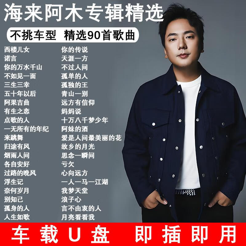 山头林村汽车载U盘海来阿木专辑新歌不如见一面流行歌曲无损高音质优盘MP3 1GB 套餐一