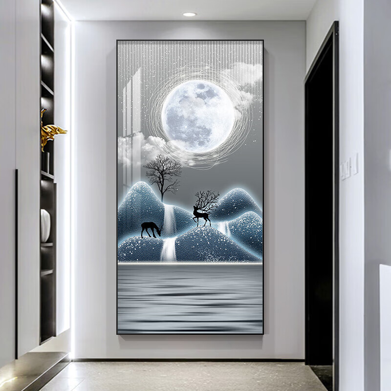 神良玄关装饰画福禄进门现代简约客厅入户门过道墙画轻奢大气走廊挂画