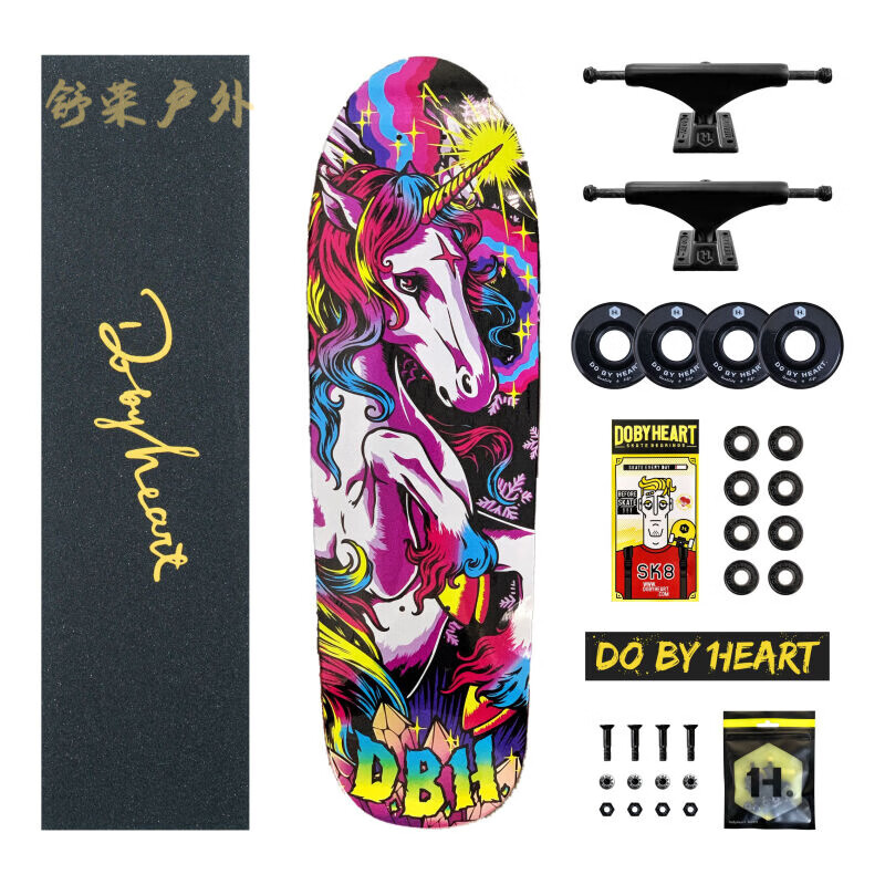 新款dbh小鱼板香蕉板代步巡航技巧动作初学者滑板整套 dbh鱼板-独角兽