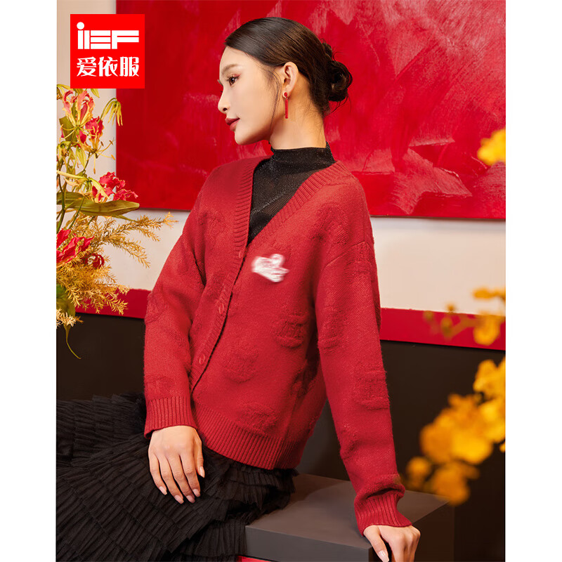 IEF/爱依服2023新款冬季热力感韩系甜美百搭毛织外套4D12A-N1841- 红 F怎么看?