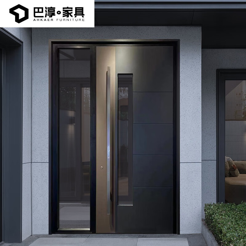 创京懿选庭院大门高级定制铸铝入户门玻璃门别墅现代轻奢对开双开门