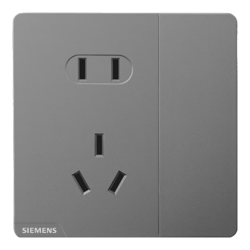 西门子（SIEMENS）开关插座面板 10A五孔带双控开关 皓彩深灰银5UB26343NC02