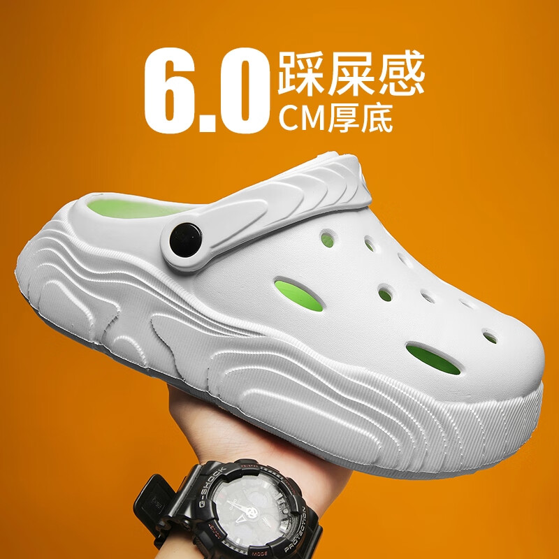 geeck品牌断码洞洞鞋男款夏季外穿防滑防臭踩屎感厚底运动包头拖鞋