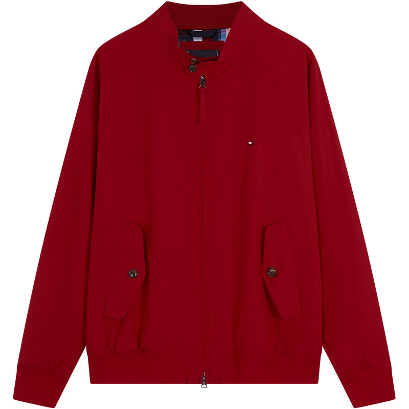 TOMMY HILFIGER【轻系列】Tommy25新款春夏男肌理感立领宽松哈灵顿夹克外套38704 胭脂红XLD S