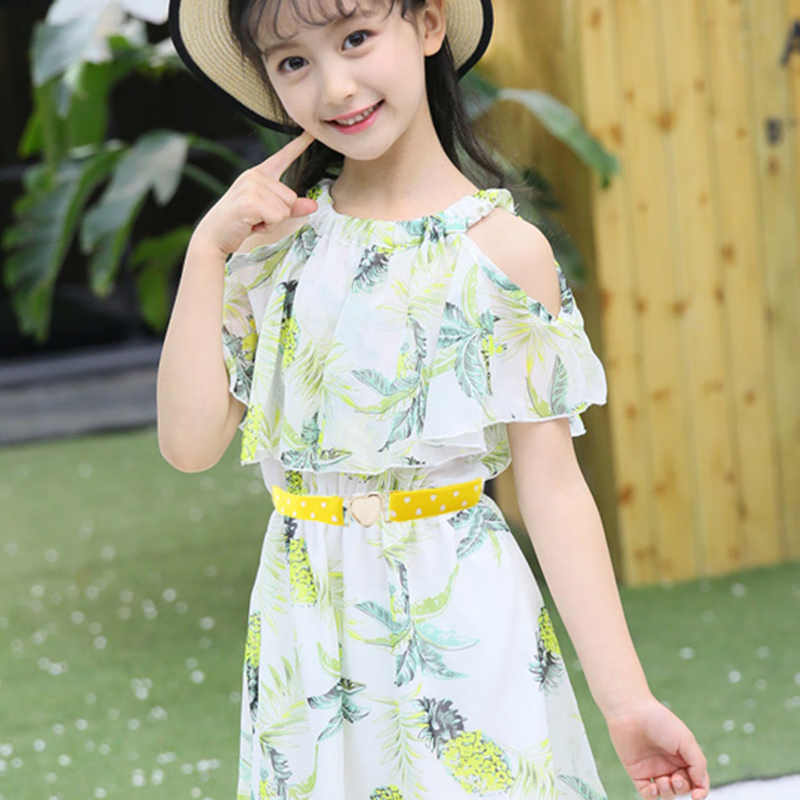 缇彩娜女童腰带有弹力橡皮筋装饰裙子腰饰小学生皮带女孩子裤带儿童幼儿 金线金爱心扣