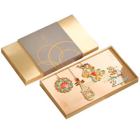 欧利文书签中国风创意高级黄铜镀金敦煌书签金属高颜值文创小学生老师毕业礼物书签夹 敦煌记忆4件礼盒