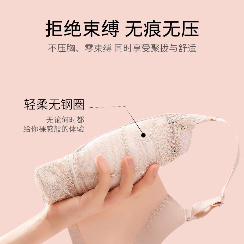 爱戴内衣女小胸聚拢显大无钢圈上托防下垂收副乳调整型美背蕾丝文胸 1790-肤色（厚杯约2.5CM） 80B