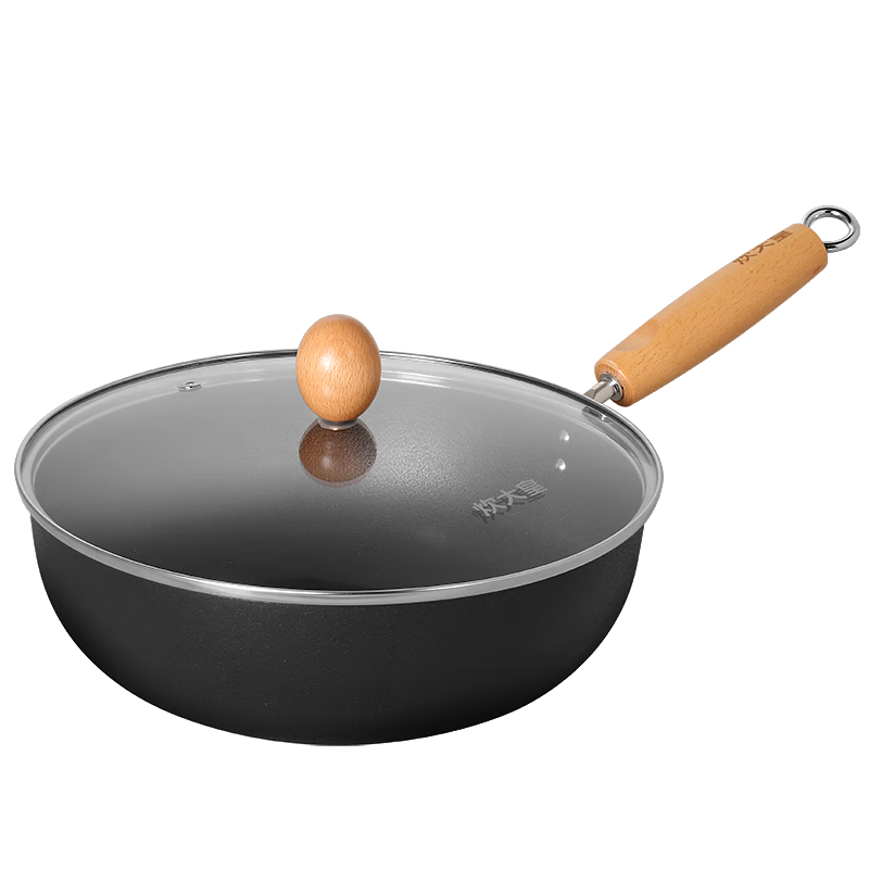 炊大皇小铁锅炒锅一人食平底炒菜锅无涂层防锈锅圆嘟嘟电磁炉通用26cm