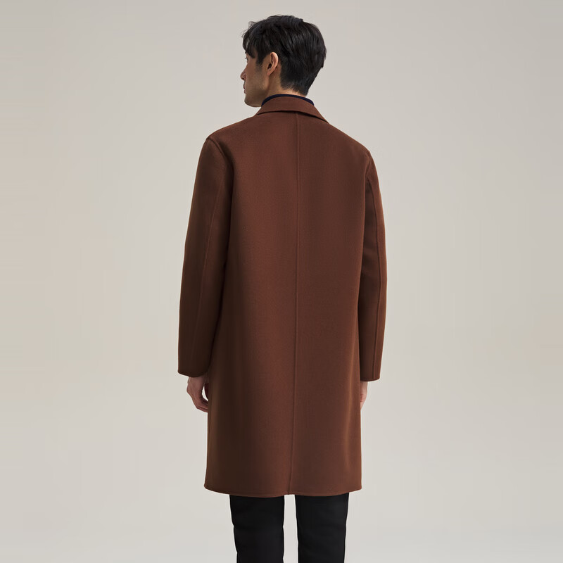 MAYOR男装 秋冬全绵羊毛咖啡经典西服领舒适时尚大衣 咖啡 M (170/92A)