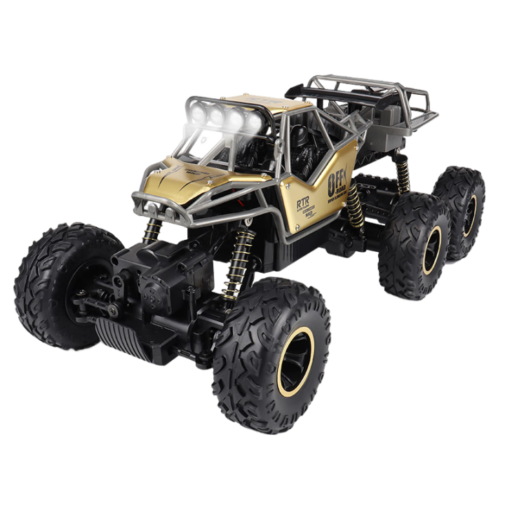 凱樂(lè)斯超大RC遙控汽車(chē)越野車(chē)四驅(qū)攀爬電動(dòng)賽車(chē)玩具模型兒童男孩新年禮物 37cm金色合金六輪四驅(qū) 單電池