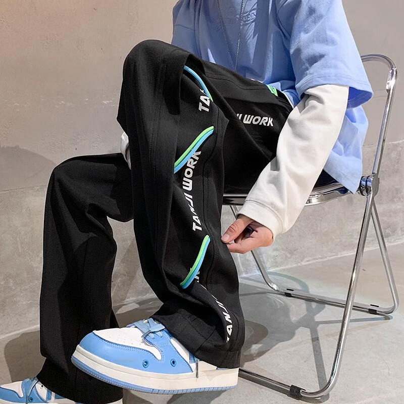 啄木鸟休闲裤男2026夏季薄款宽松直筒阔腿裤男宽松百搭青少年休闲裤子男 白色常规 XL 建议120-145斤