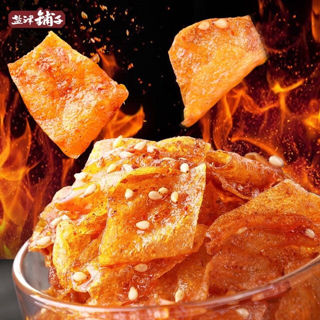 盐津铺子小零食辣片辣味辣条手撕豆皮香脆豆皮小吃小零食休闲豆干 10包 120g香脆豆皮（香辣味）