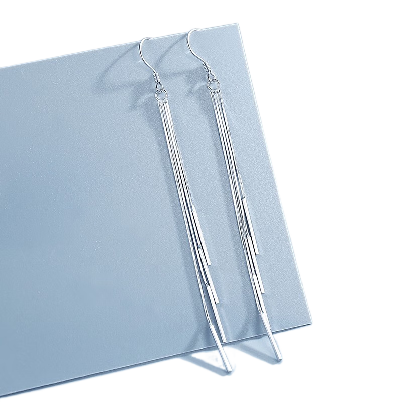 銀奧（yinao）925純銀耳環(huán)女流蘇耳墜長款2024新款耳飾品氣質耳線銀飾耳釘 【A款】約7cm流蘇耳環(huán)【一對】