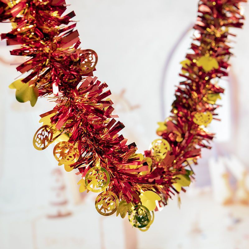 2023元旦晚会布置幼儿园学校教室彩带拉花彩条毛条新年场景装饰品 3米