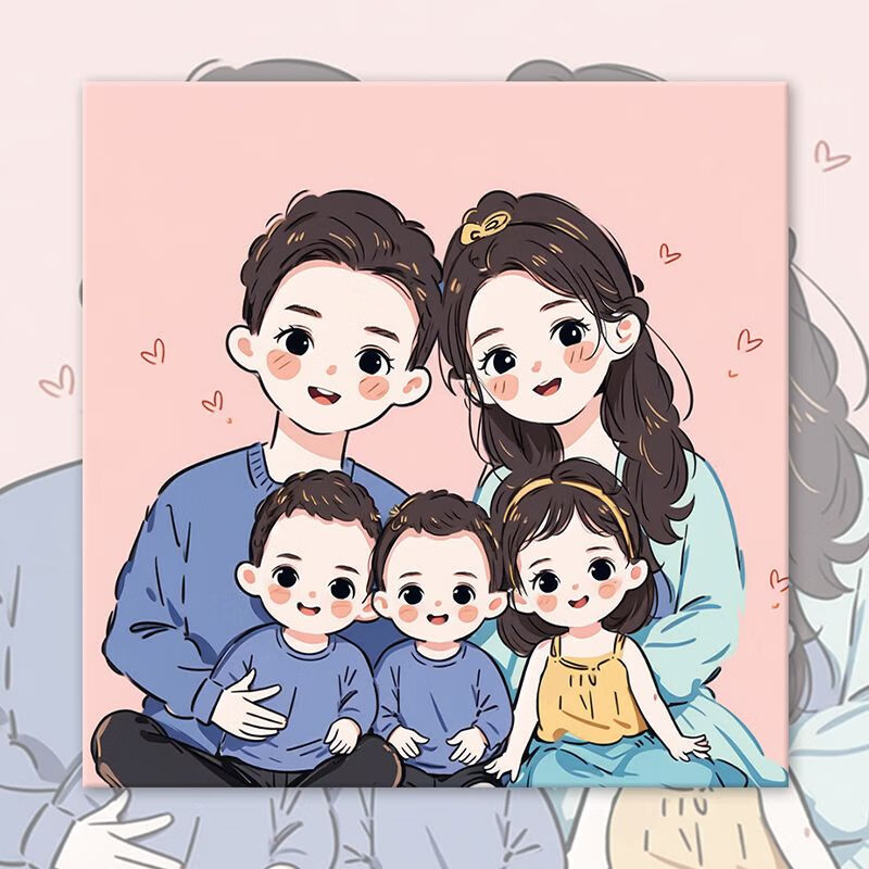 佑勒数字油画diy全家福一家三口2024新款手工填充手绘涂鸦丙烯油彩画