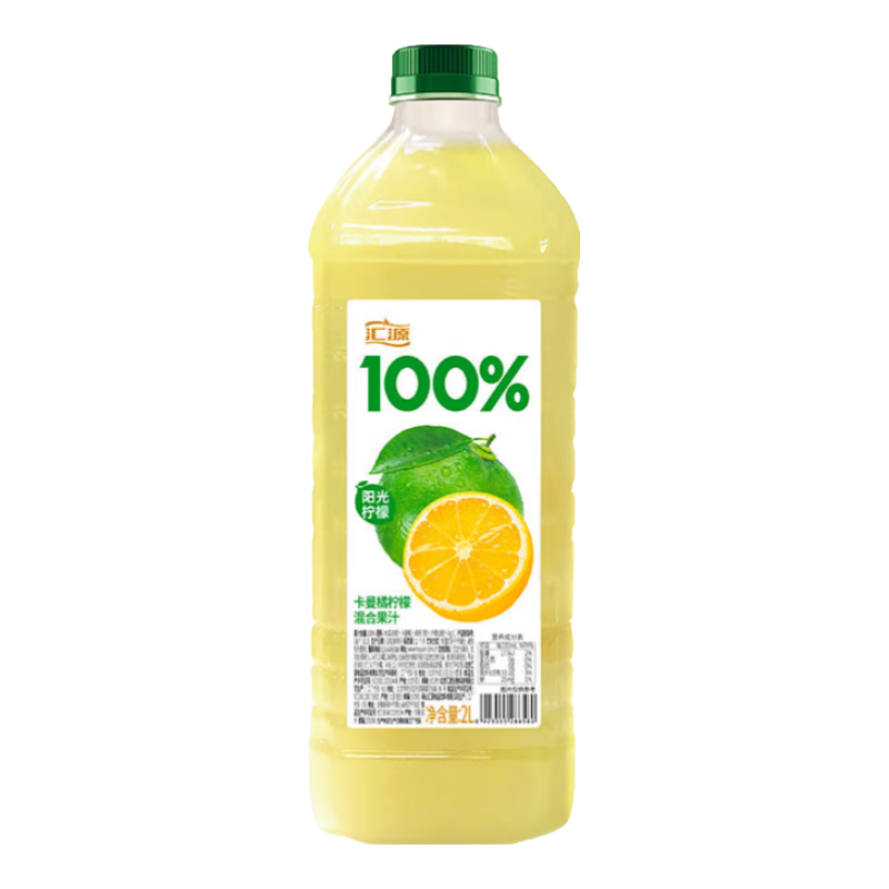 匯源100%陽光檸檬混合果汁2000ml*1瓶大桶裝果汁飲料飲品2L量販卡曼橘