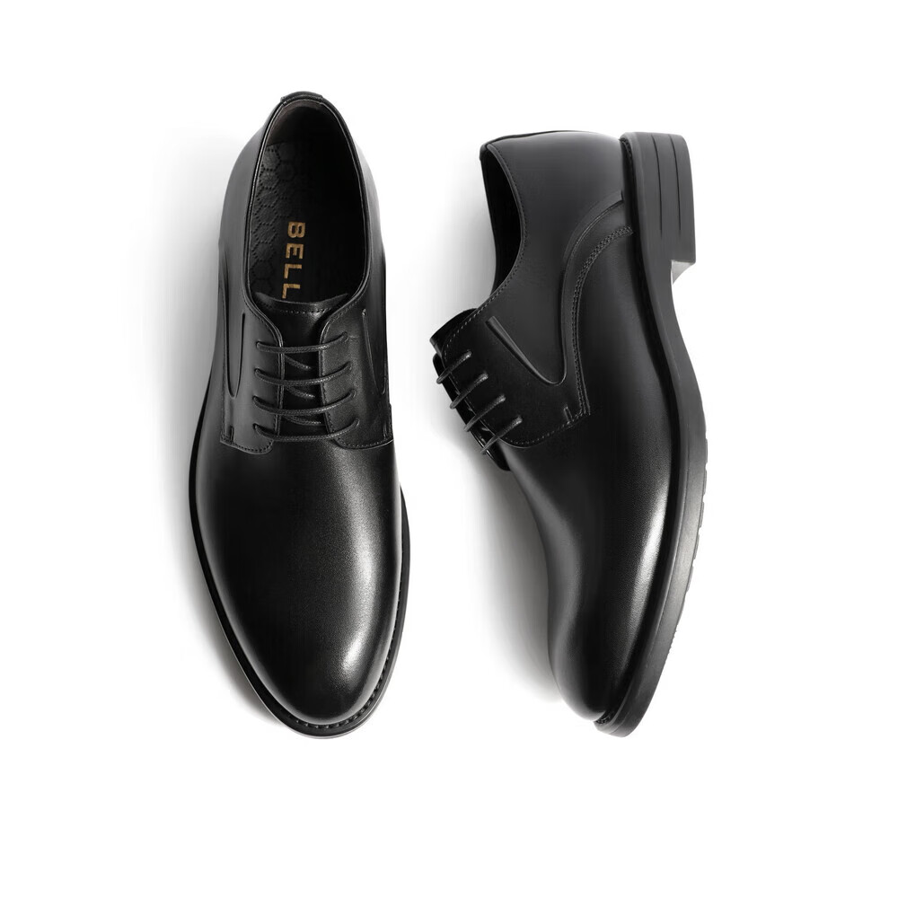 百丽男士皮鞋缓震商务正装鞋年轻德比鞋婚鞋A0766CM2 黑色 40