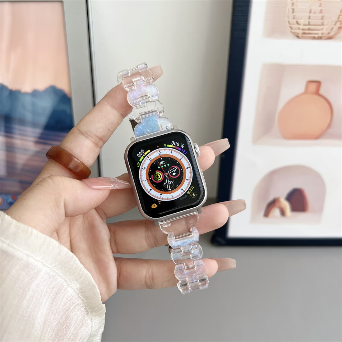 苹果watchs6手表表带44/40mm电镀拼接花瓣按扣appleiwatchs5/s4夏日