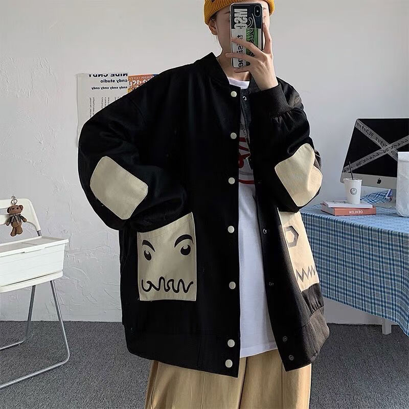 乐拓健重磅男美式高级感春秋季ins港风男潮帅气宽松大码胖子加胖学生