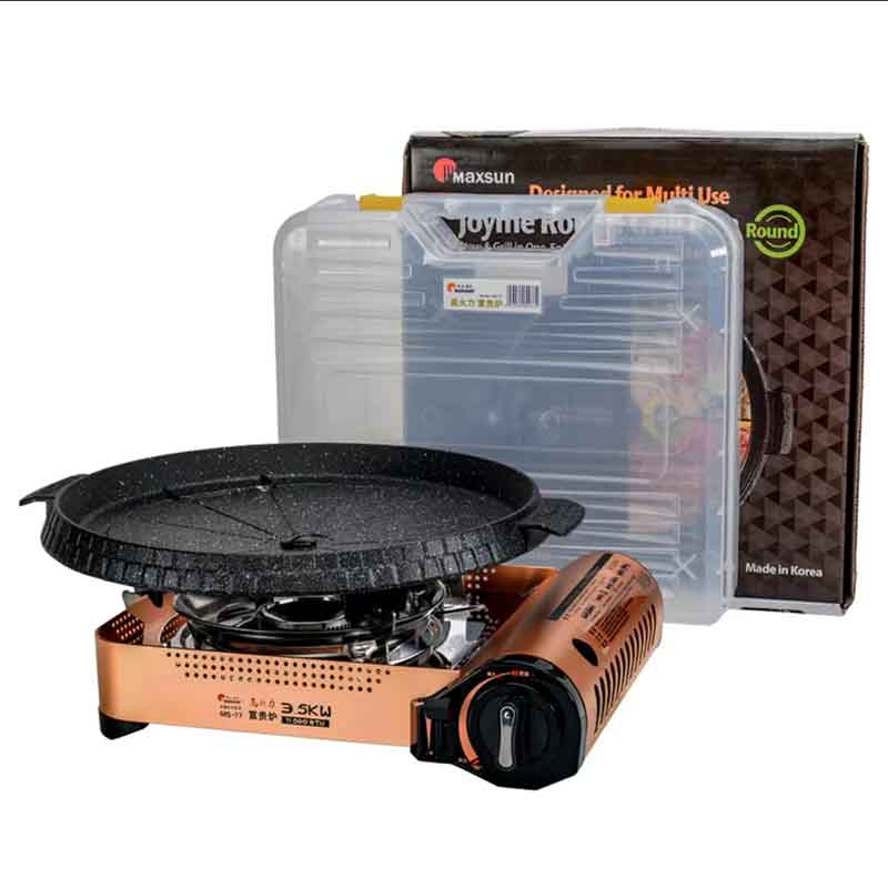 脉鲜卡式炉ms77 土豪金富贵双层防风炉 涮烤燃气灶 便携户外露营炉具 富贵荣华卡式炉+脉鲜JOY烤盘