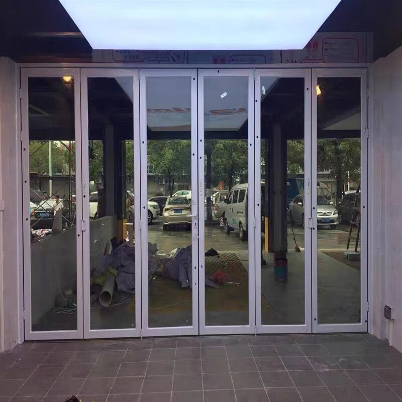 妙普乐拉门折叠门 玻璃折叠门隔断门网红无地轨极窄铝合金商场洗车店厨 70款1.6厚型材