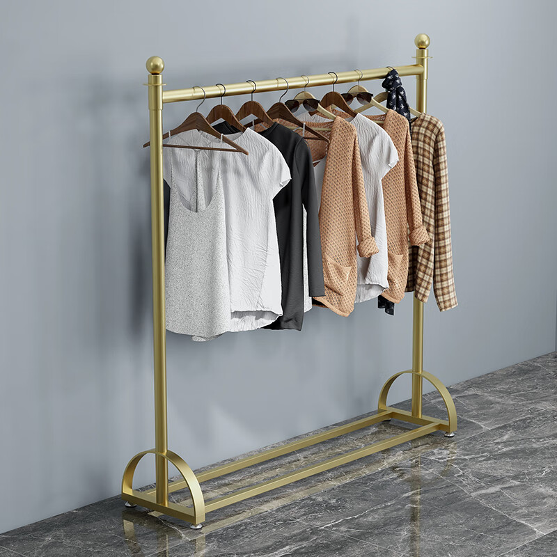 红同加粗挂衣架卧室落地晾衣架室内家用晒衣阳台带轮子直播间衣服架子