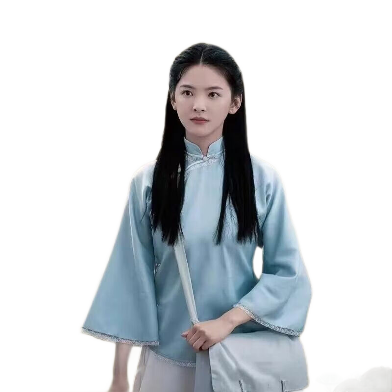 沐趣兒民國(guó)時(shí)期衣服青年裝學(xué)生裝女裝復(fù)古民國(guó)五四中山裝大家閨秀文藝服 上衣+白色裙子 S