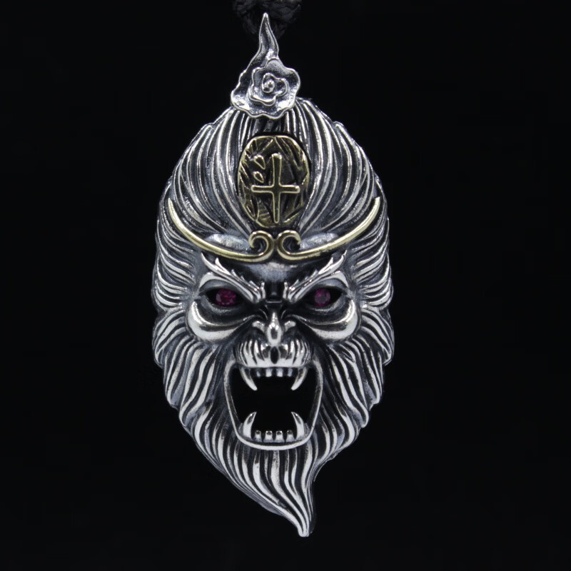 珂蝶银s925齐天大圣一念之间吊坠 斗战圣佛孙悟空车挂仿古做旧批发