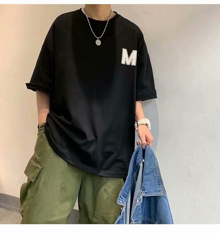 斤肥仔特大码t恤男夏印花肥佬加肥加大半袖潮胖子超大棉质 t101黑色 s