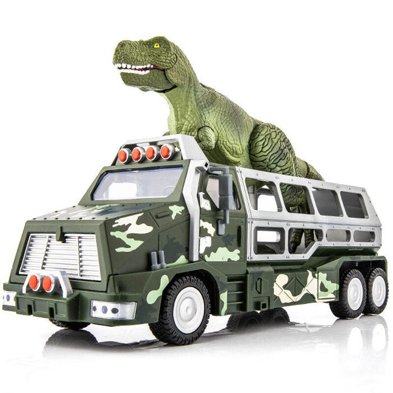 凯迪威仿真恐龙运输车合金卡车模型恐龙星球霸王龙暴龙声光儿童玩具车