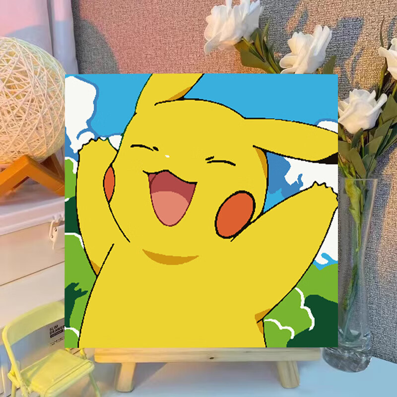 wt337皮卡丘 2020cm绷好实木内框护眼画板全套