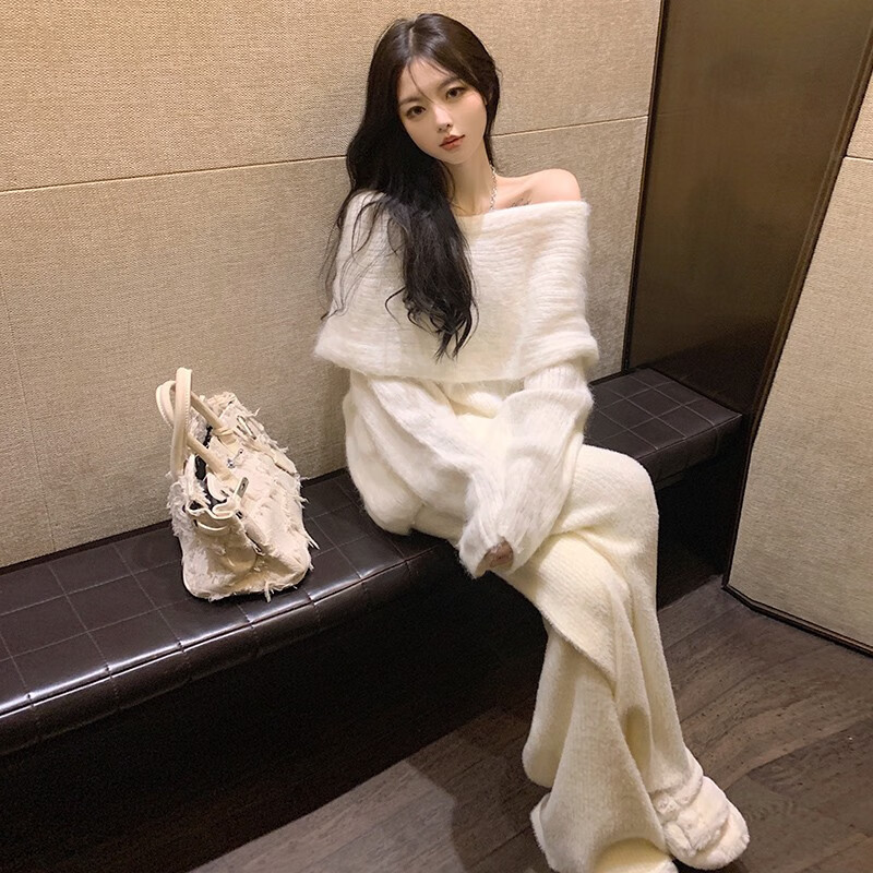 馨悠洁秋冬新款欲纯小香风温柔设计感小众气质女神范毛衣阔腿两装