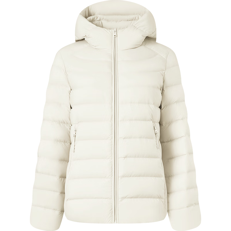 坦博尔【店铺推荐】羽绒服女连帽轻薄短款修身轻便冬季外套TBF310218D 浅云白 S (160)