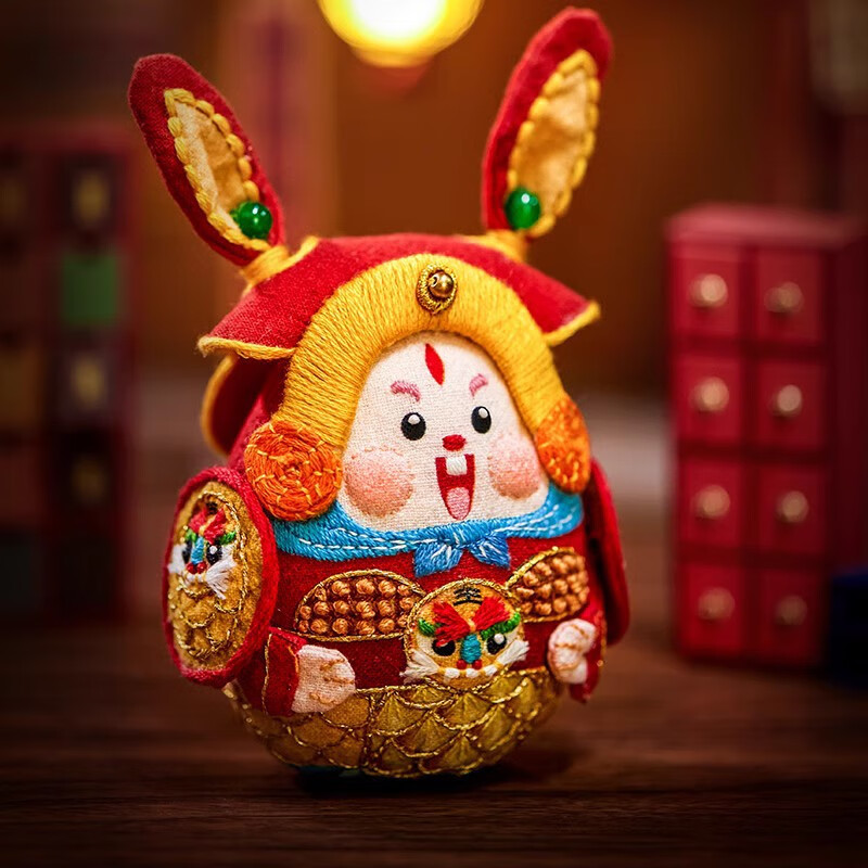 xmsj兔儿爷布艺立体玩偶摆件刺绣手工diy材料包制作情侣节日生日礼物