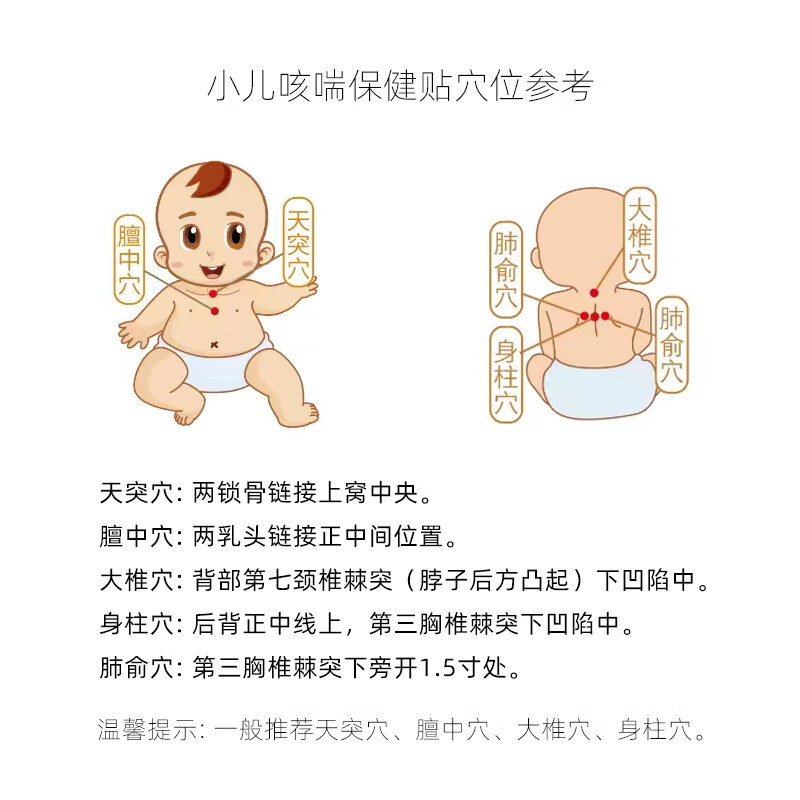 寸草小儿咳喘保健贴 适于小儿咳嗽咳痰护理 儿童感冒咳嗽不适缓解 咳喘保健贴（4片/盒）*1盒