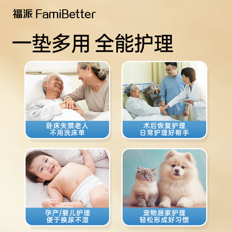 福派护理垫隔尿垫成人孕妇护垫老人一次性产褥垫术后护理用品 多功能护理垫60*90cm*15片*2包