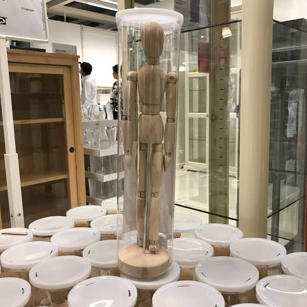 吉特达小木人木偶变形人偶木头人模型关节人摆件 原木色 33cm