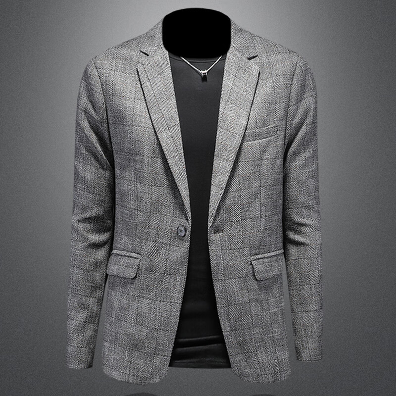 春装外套男修身小西装2024新款简约便西单服男式休闲西装 1107浅灰色