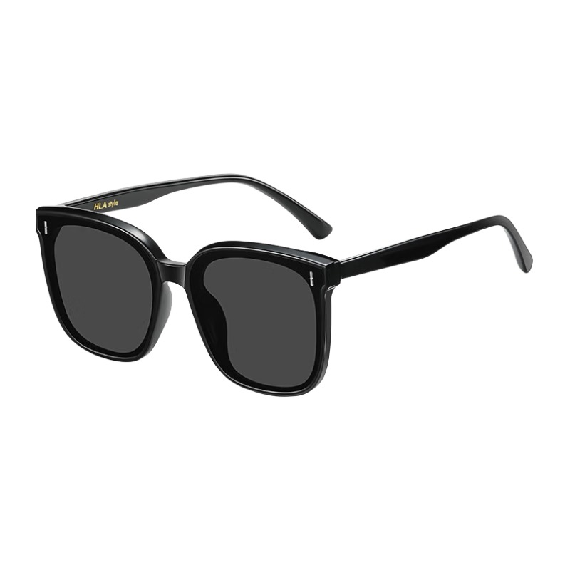 HLA 海澜之家 尼龙太阳镜 男女通用时尚黑超大框墨镜开车驾驶防晒潮 黑色