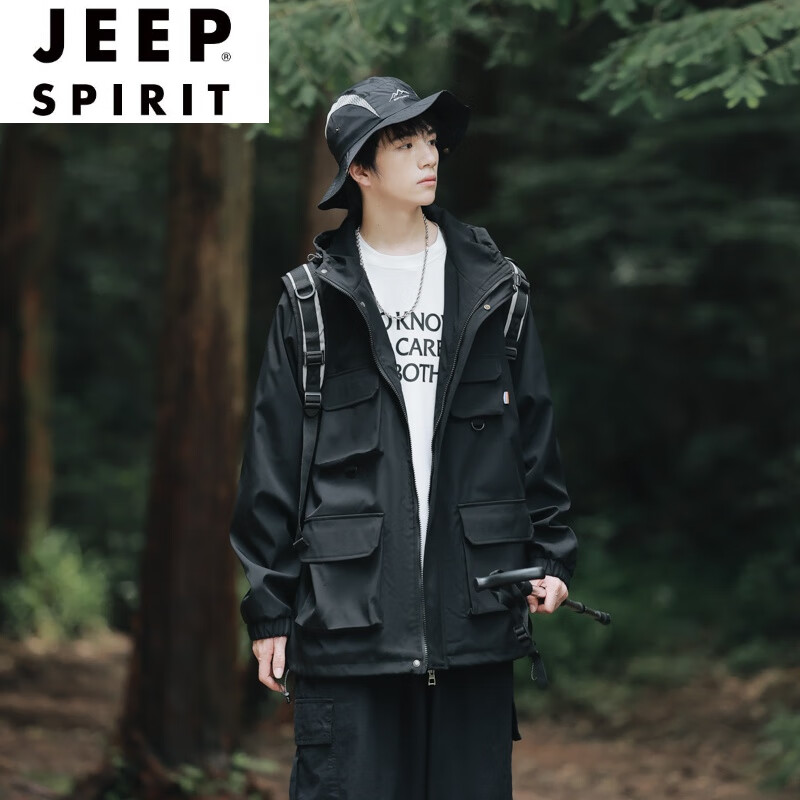 吉普(jeep)军绿色机能风美式猎装男山系户外穿搭工装短款m51风衣外套