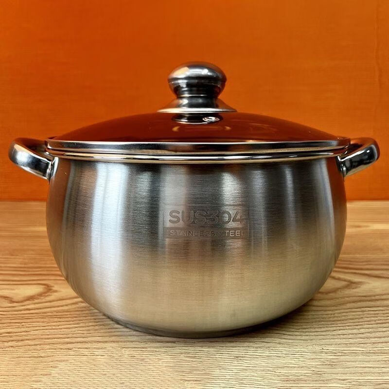 万园琦304汤锅复合钢不锈钢大容量家用燃气电磁炉蒸煮锅加厚煮粥锅