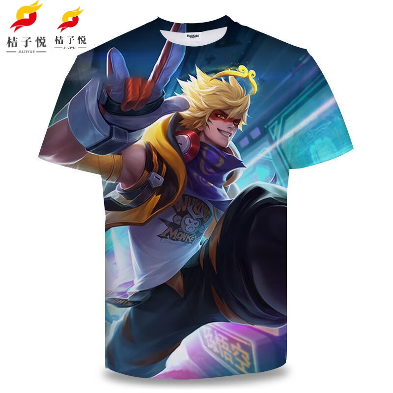 短袖t恤游戏衣服男装春夏装中学生青少年儿童潮皮肤 d孙悟空全息碎影