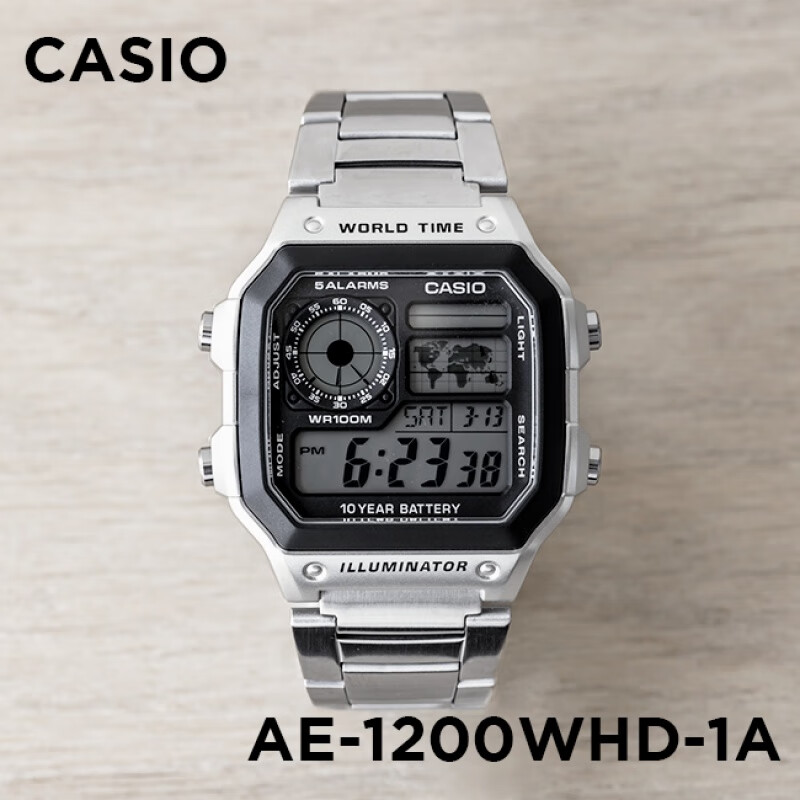 卡西欧(casio)手表男casio ae-1200whd-1a 钢带复古多功能防水学生