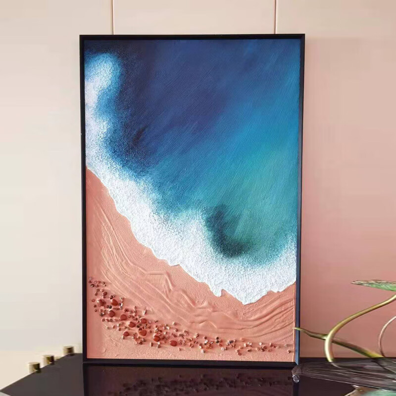 画客厅装饰画玄关画海景背景墙画t a 60*80(铝合金框 纯手绘立体油画)