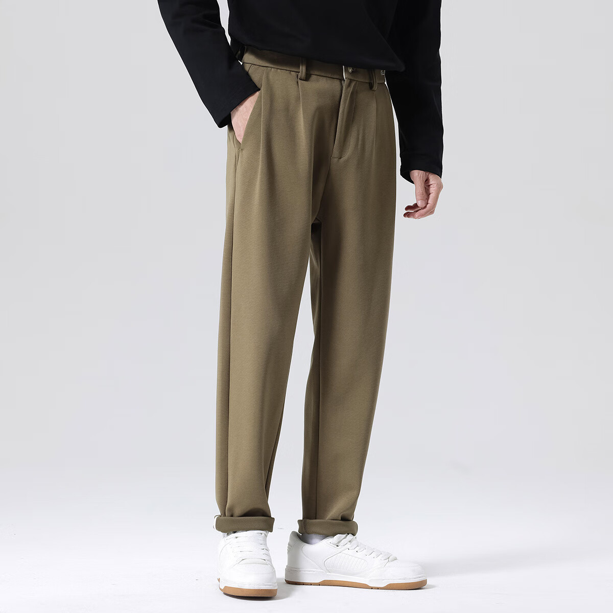 布衣传说 抗皱精梳棉 秋季新款休闲裤子男宽松百搭商务小西装长裤 深灰 29