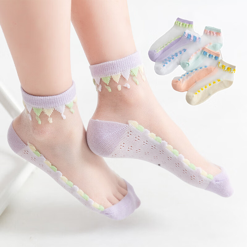 女宝宝短袜夏天 【5双】卡丝皇冠5双 9-12岁脚长19-22cm(鞋码30-36码)